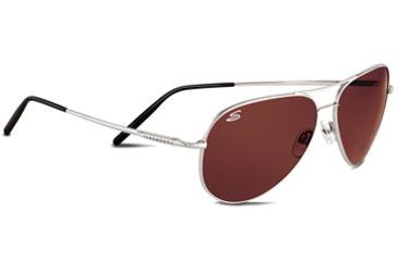 Image of Serengeti Aviator Sunglasses, Medium -  Shiny Silver Frame, Drivers Polarized Lens 7270