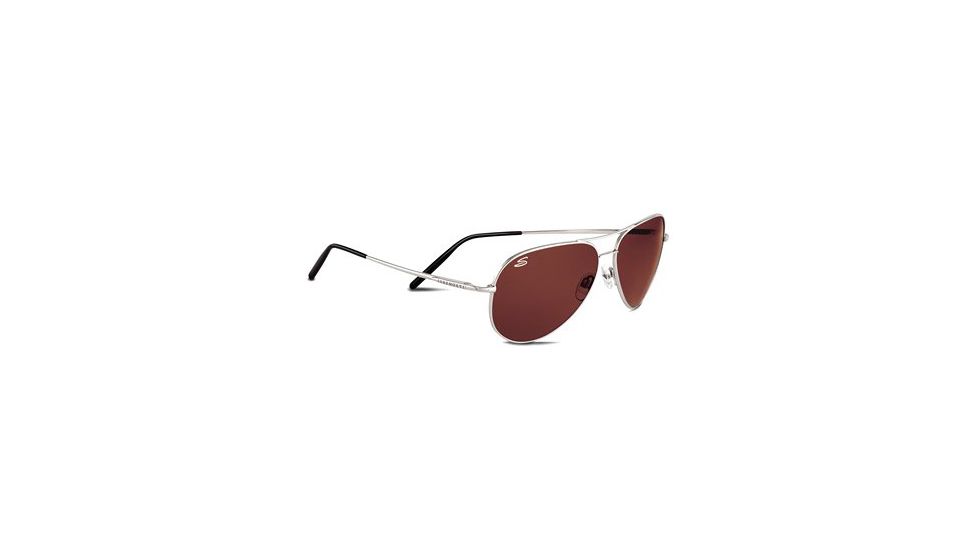 Serengeti Aviator Sunglasses, Medium -  Shiny Silver Frame, Drivers Polarized Lens 7270